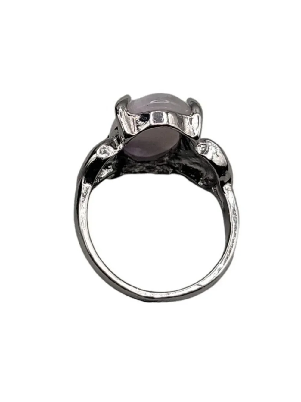Purple Moonstone Ring Silver Plated Ladies Size 5.5 Heart Side Accents Vintage - Picture 10 of 16